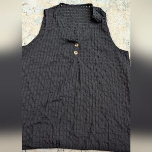 Source Unknown Black Textured Tank Top